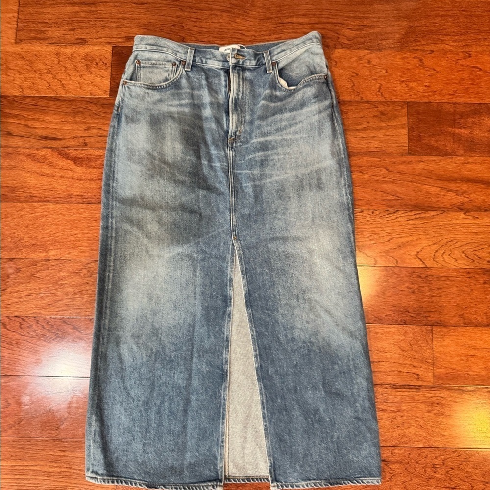 Agolde Blue Denim Maxi Skirt - Picture 4 of 7